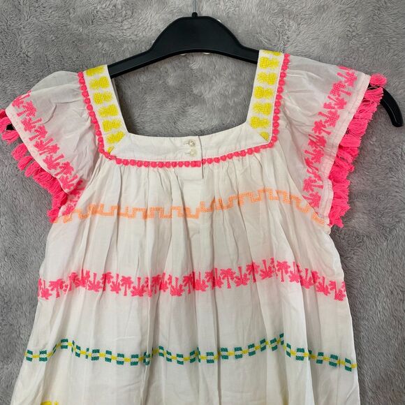 Cat & Jack Girls Size L (10/12) Tassel Embroidered Dress‎ Rainbow Colors Lined - Picture 7 of 12
